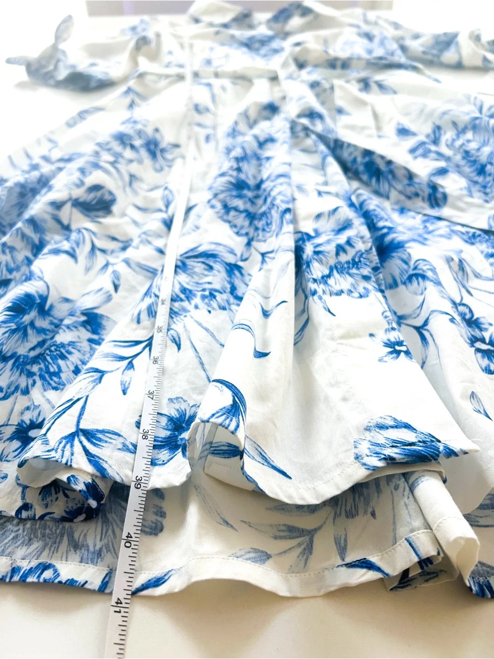 Calvin Klein Floral Cotton Midi Dress Blue White Belted Fit & Flare Size 10 NWT - Picture 10 of 15